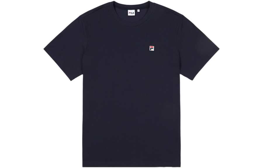 FILA T Shirts Unisex Dark Blue Crew Neck Moderate Straight Fit