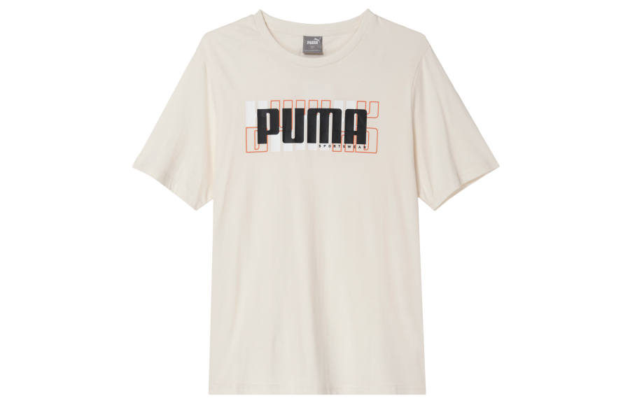 PUMA T Shirts Men's Khaki Crew Neck Moderate Straight Fit