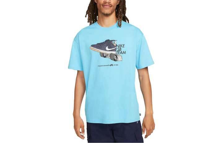 Nike Nike T Shirts Men's Baltic Sea Blue Crew Neck Moderate Straight Fit