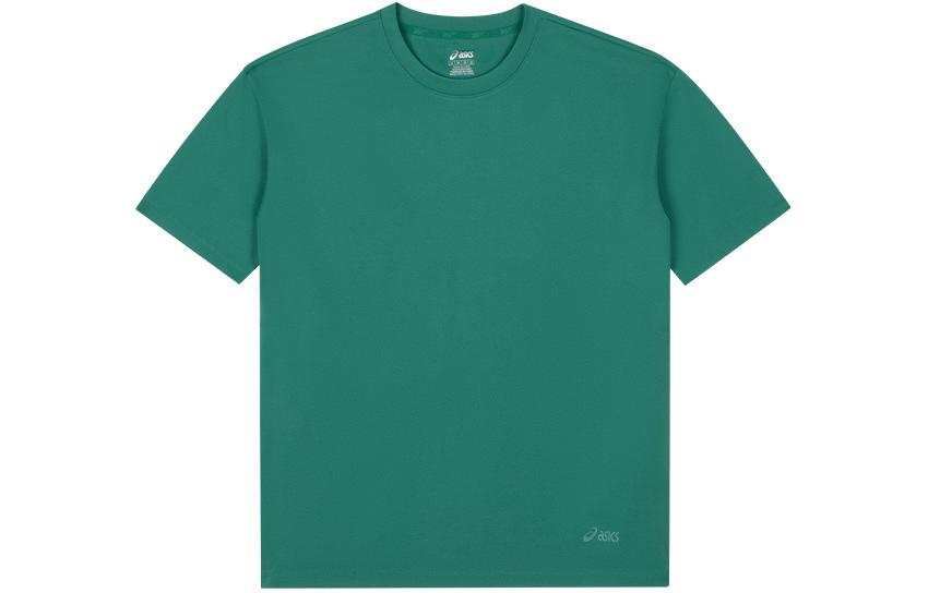 ASICS T Shirts Unisex Green Crew Neck Moderate Straight Fit