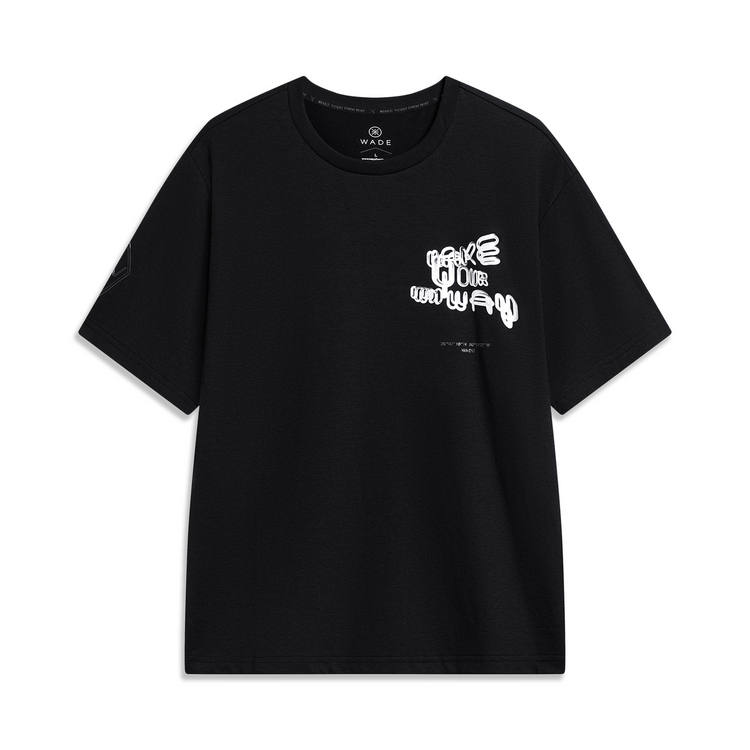Li-Ning Li Ning X Cyril T Shirts Unisex Black Crew Neck Moderate Straight Fit