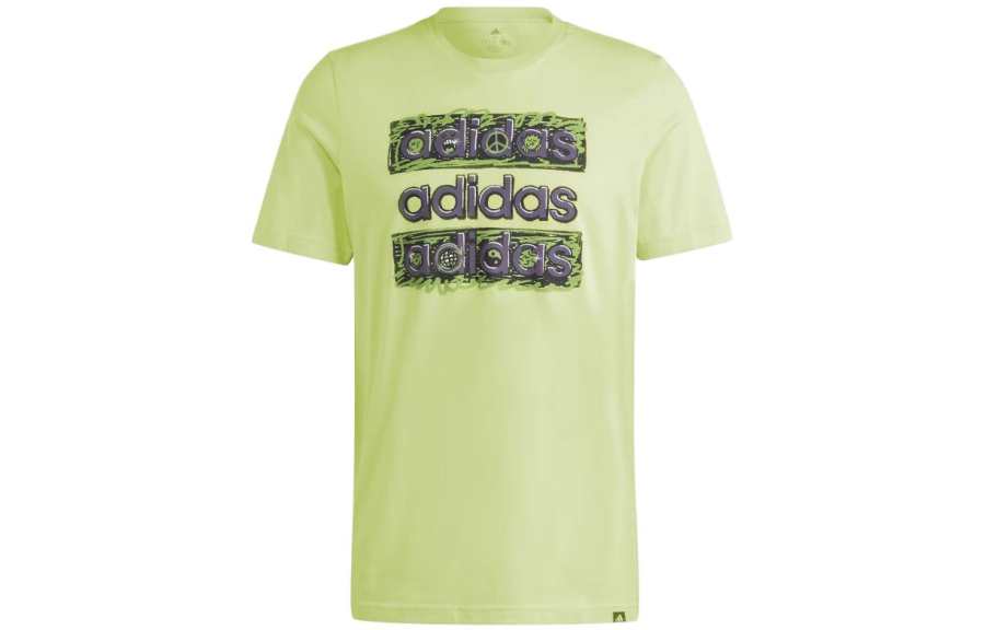 Adidas Adidas T Shirts Men's Green Crew Neck Moderate Straight Fit