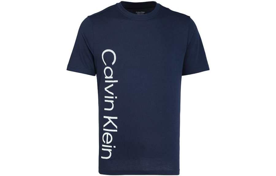 Calvin Klein T Shirts Men's Navy Blue Crew Neck Moderate Straight Fit