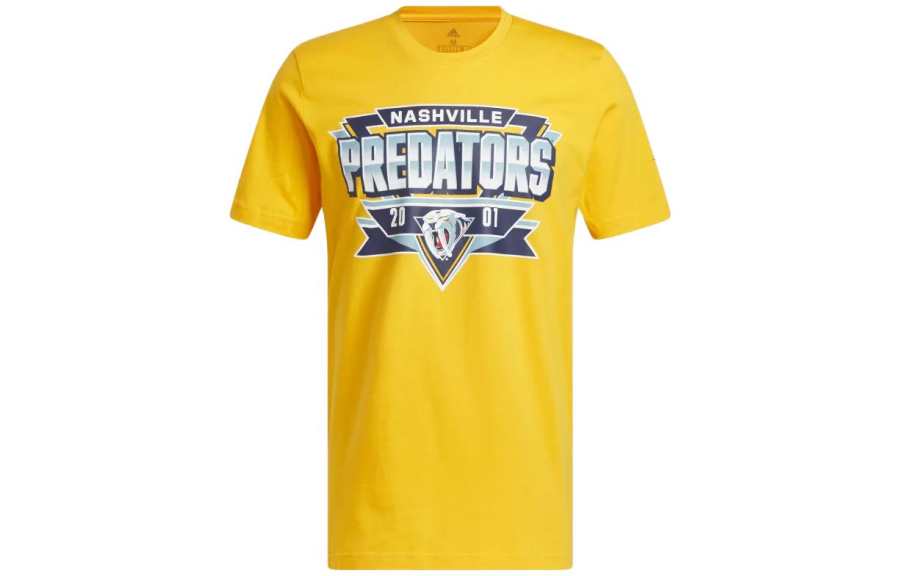 Adidas Adidas T Shirts Men's Yellow Crew Neck Moderate Straight Fit