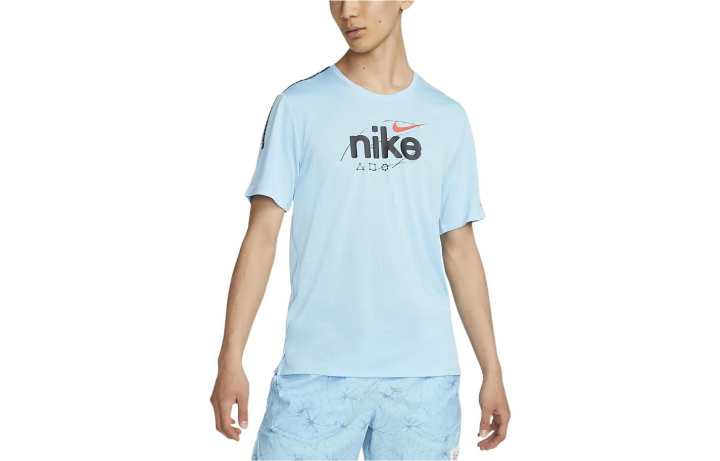Nike Nike T Shirts Men's Blue Crew Neck Moderate Straight Fit