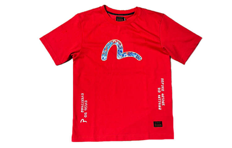 EVISU EVISU T Shirts Men's Orange Red Crew Neck Moderate