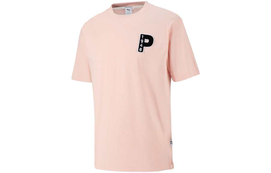 PUMA T Shirts Unisex Light Pink Crew Neck Moderate Straight Fit