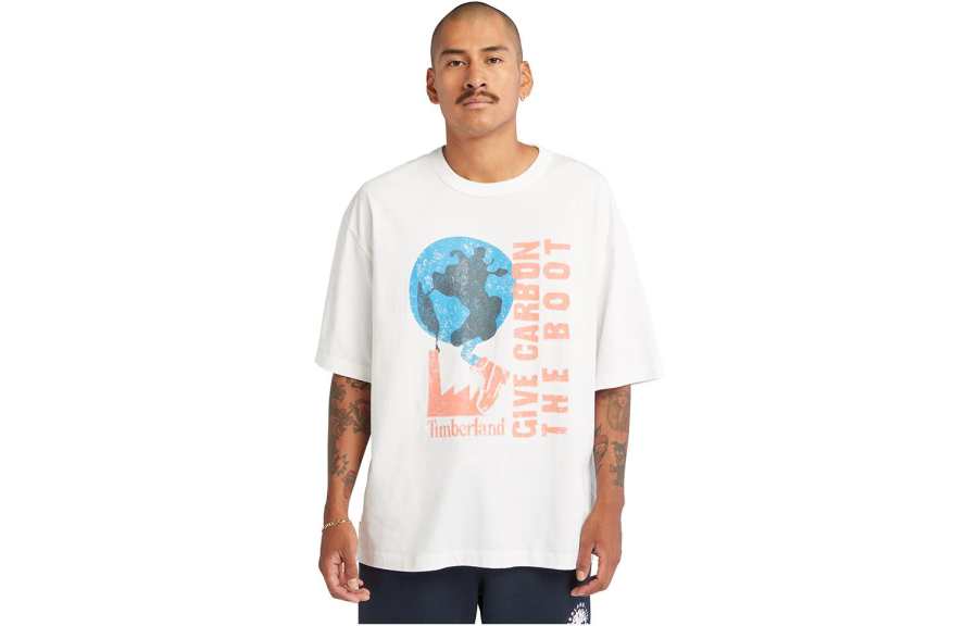 Timberland T Shirts Unisex White Crew Neck Moderate Straight Fit