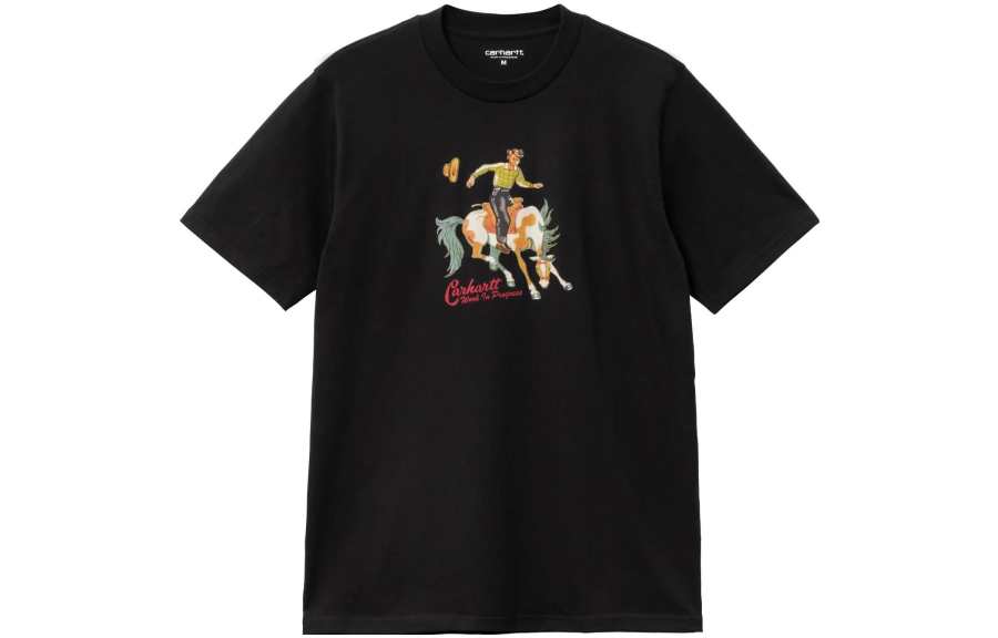 Carhartt WIP T Shirts Men's Black Crew Neck Moderate Straight Fit