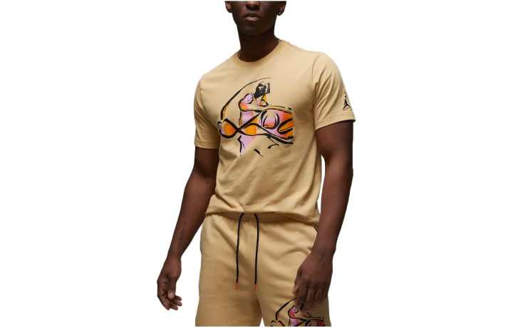 Jordan Jordan Flight T Shirts Men's Tea Brown Crew Neck Moderate Straight Fit