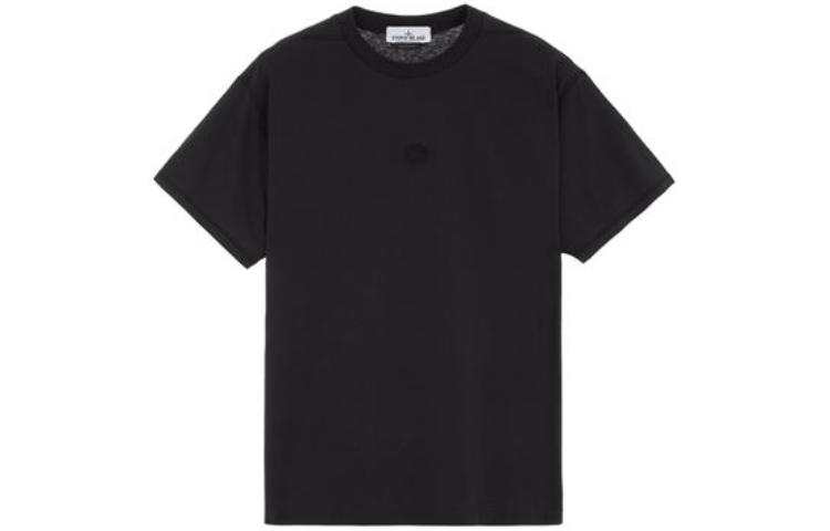 STONE ISLAND T Shirts Men's Black Crew Neck Straight Fit