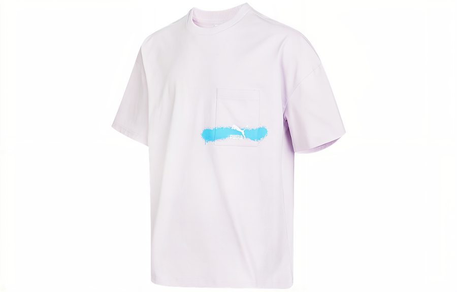 PUMA T Shirts Men's Pink Crew Neck Moderate Straight Fit