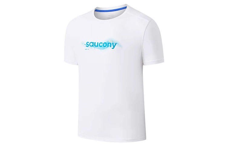 Saucony T Shirts Men's White Crew Neck Moderate Straight Fit