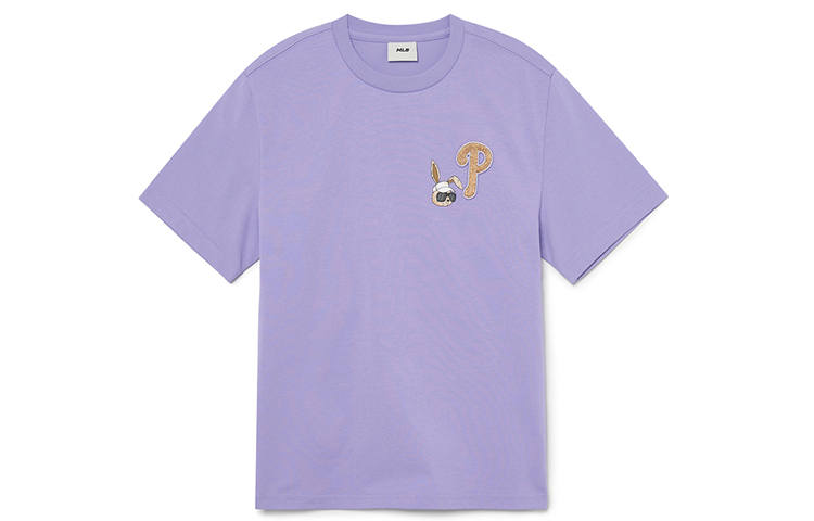 MLB T Shirts Unisex Purple Crew Neck Moderate Straight Fit
