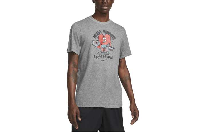 Nike Nike T Shirts Men's Gray Crew Neck Moderate Straight Fit