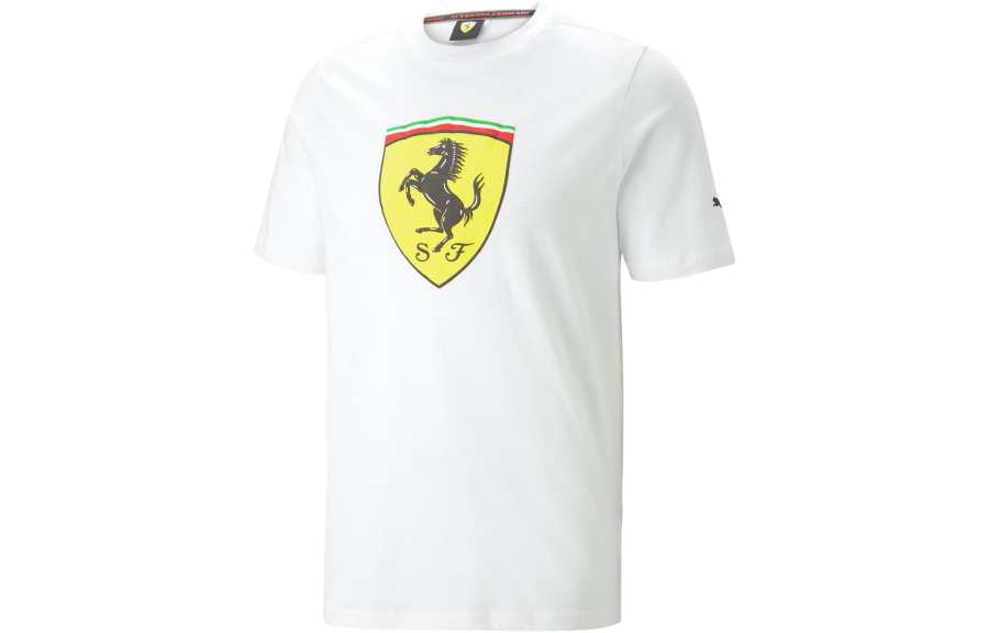 PUMA T Shirts Men's White Crew Neck Moderate Straight Fit
