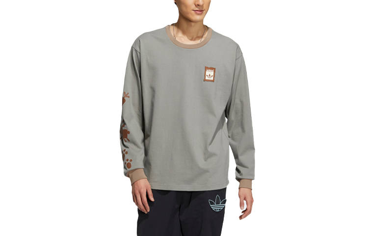 Adidas Originals X Melting Sadness T Shirts Unisex Earth Umber Crew Neck Moderate Straight Fit