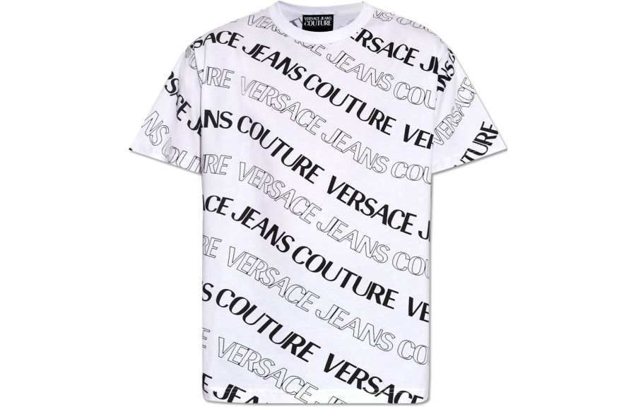 VERSACE JEANS Couture Allover Logo Printed Crewneck T Shirt