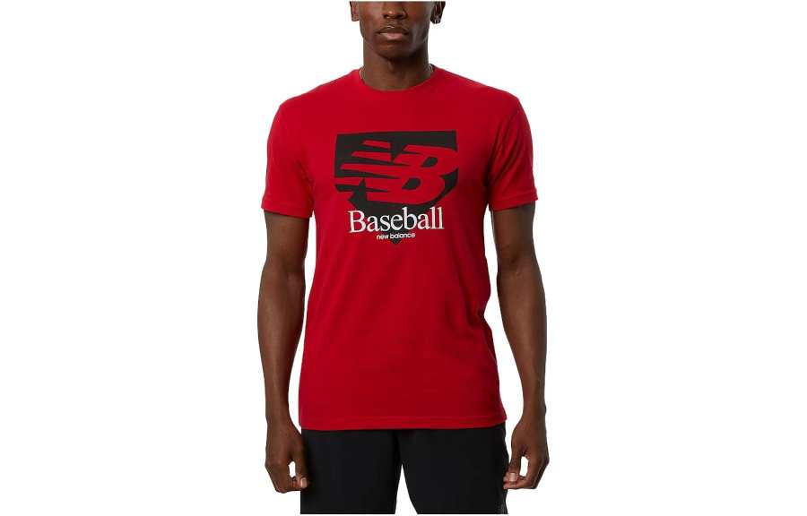 New Balance New Balance T Shirts Men's Red Crew Neck Moderate Straight Fit