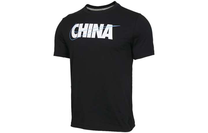 Nike Nike T Shirts Men's Black Crew Neck Moderate Straight Fit