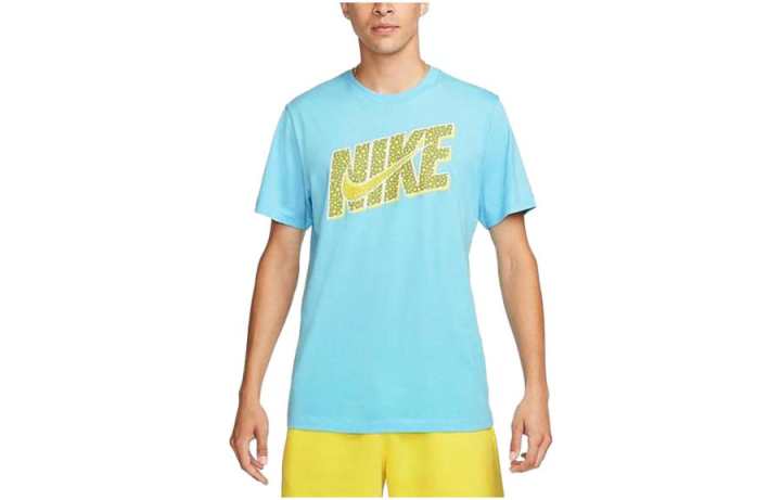 Nike Nike T Shirts Men's Blue Crew Neck Moderate Straight Fit