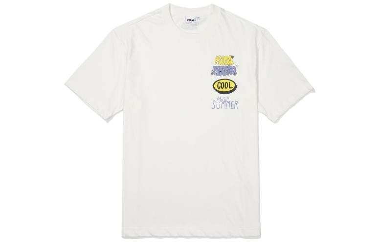 FILA T Shirts Unisex Gray White Crew Neck Moderate Straight Fit