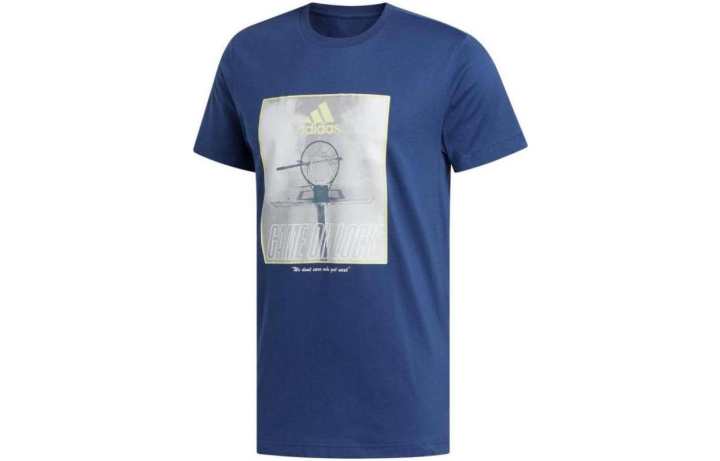 Adidas Adidas T Shirts Men's Blue Crew Neck Moderate Straight Fit