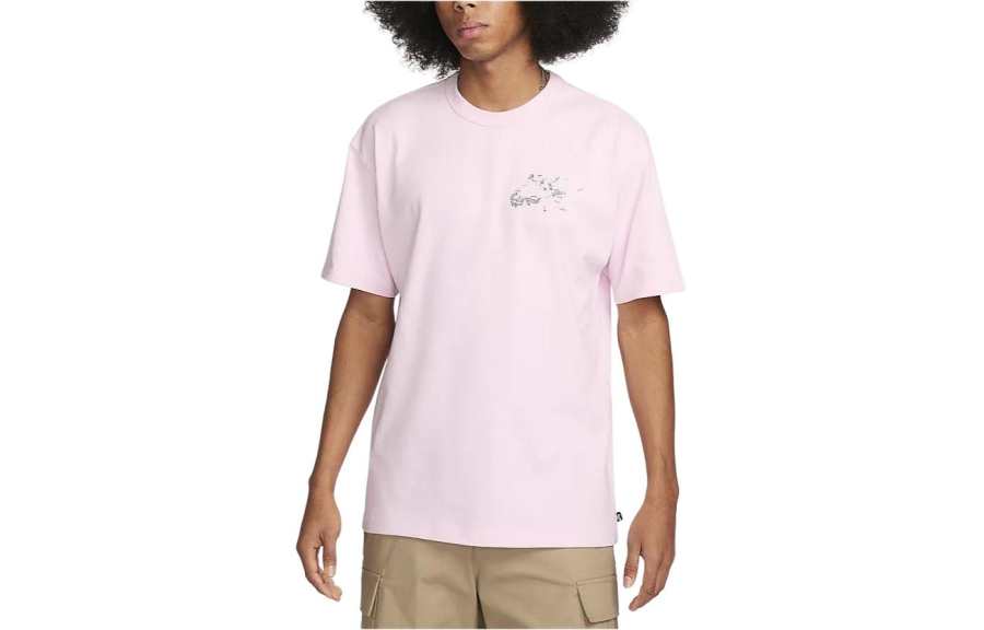 Nike Nike T Shirts Men's Pink Crew Neck Moderate Straight Fit