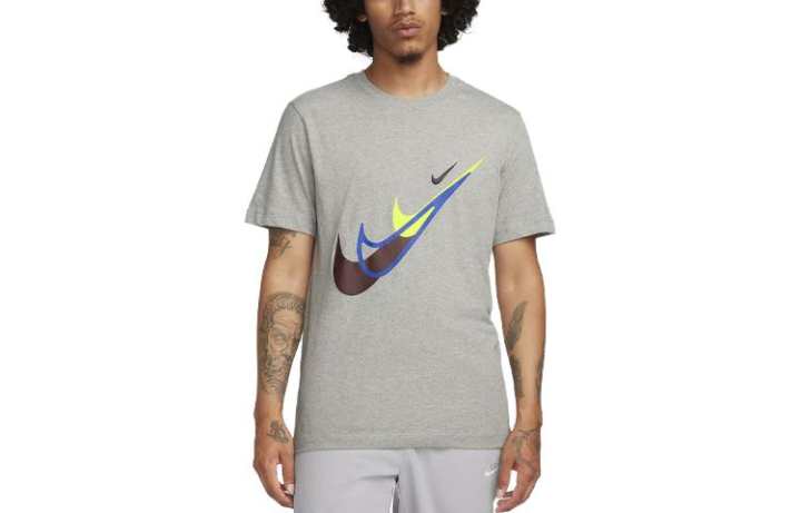 Nike Nike T Shirts Men's Dark Gray Crew Neck Moderate Straight Fit