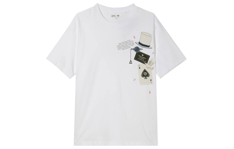 UNIQLO Detective Conan Co Branded T Shirts Unisex White Crew Neck Moderate Straight Fit