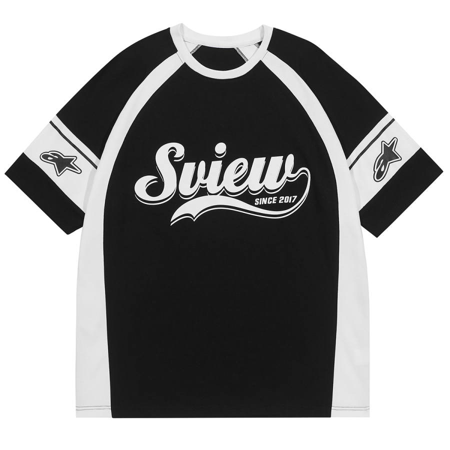 S.view T Shirts Unisex Black Crew Neck Thin Straight Fit