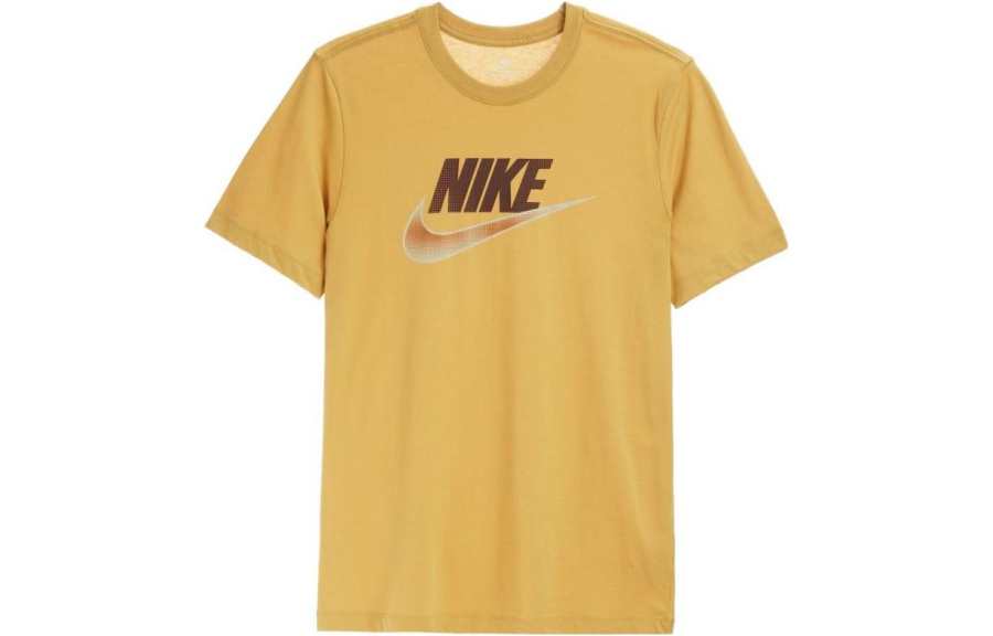 Nike Nike T Shirts Men's Wheat Gold Crew Neck Moderate Straight Fit