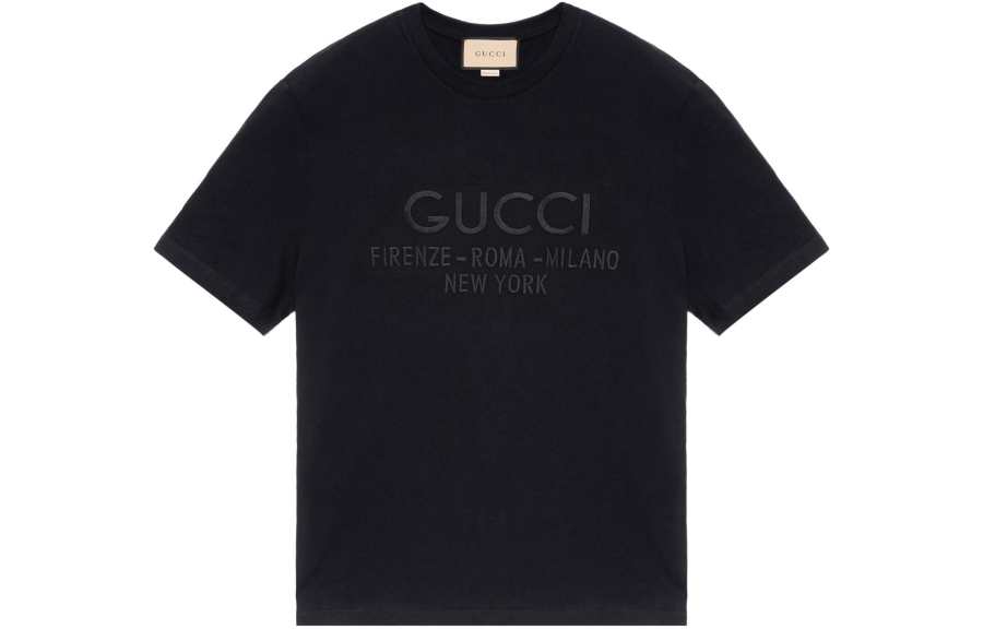 GUCCI T Shirts Men's Black Crew Neck Moderate