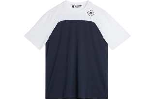 J.Lindeberg T Shirts Men's Blue With White Lettering Crew Neck Moderate