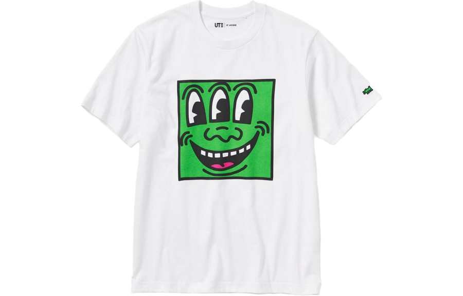 UNIQLO T Shirts Unisex White Crew Neck Moderate Straight Fit