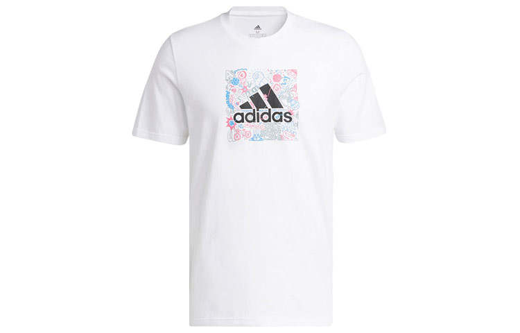 Adidas Adidas T Shirts Men's White Crew Neck Moderate Straight Fit