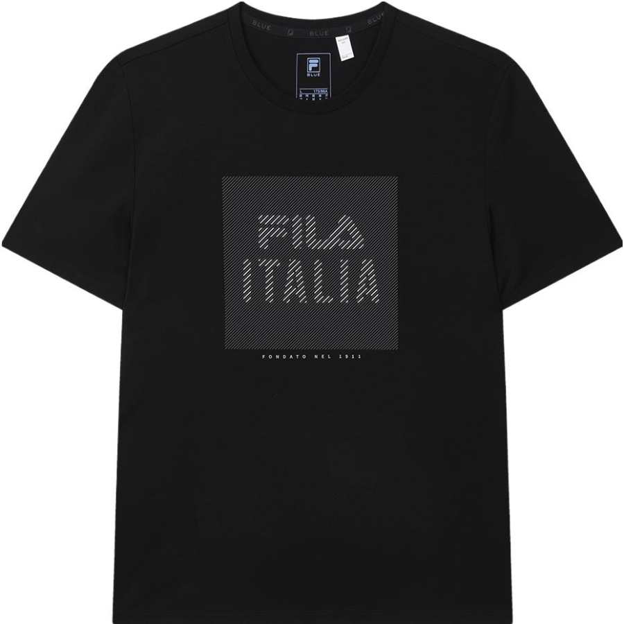 FILA T Shirts Men's Black Crew Neck Moderate Straight Fit