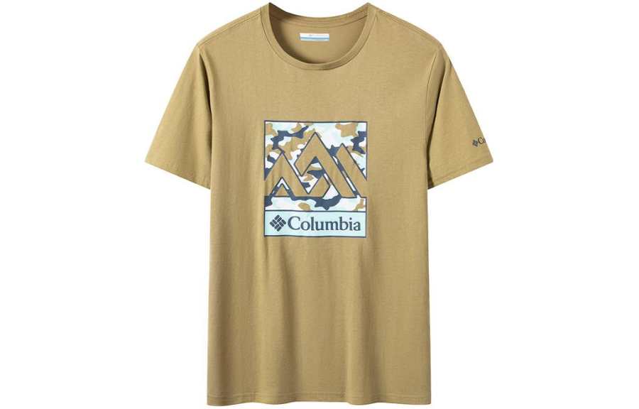 Columbia T Shirts Men's Brown Crew Neck Moderate Straight Fit