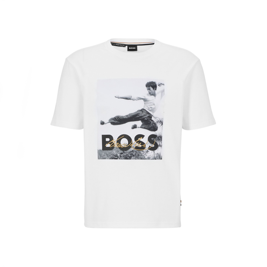 HUGO BOSS T Shirts Unisex White Crew Neck Moderate Straight Fit