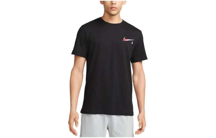 Nike Nike T Shirts Men's Black Crew Neck Moderate Straight Fit