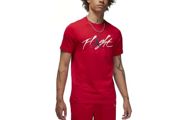 Jordan Jordan T Shirts Men's Gym Red Crew Neck Moderate Straight Fit