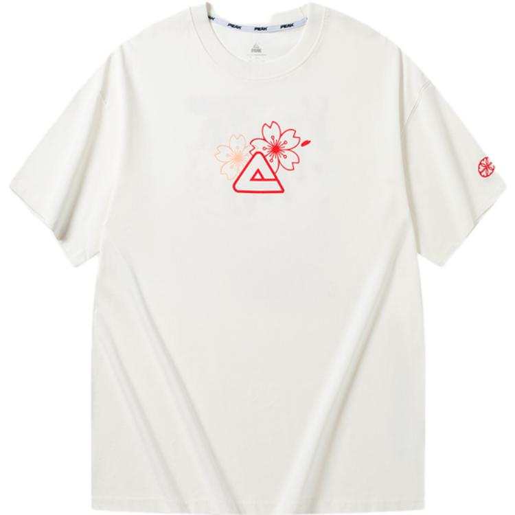 PEAK T Shirts Unisex White Crew Neck Moderate Straight Fit