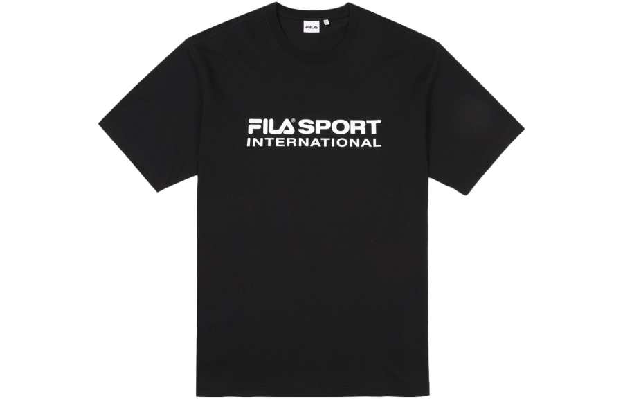 FILA T Shirts Unisex Black Crew Neck Moderate Straight Fit