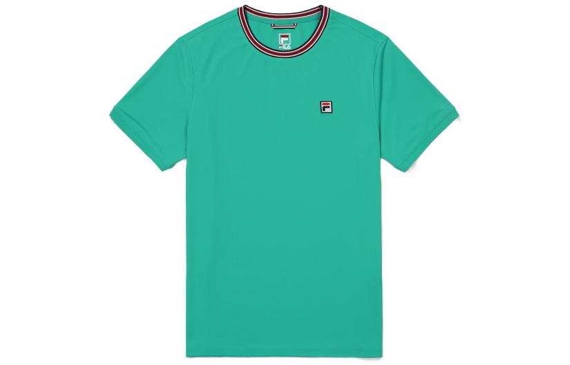 FILA T Shirts Men's Green Crew Neck Moderate Straight Fit