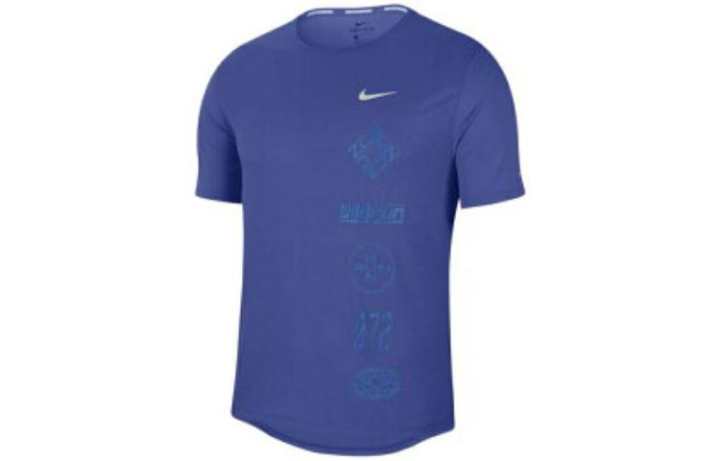 Nike Nike T Shirts Men's Blue Crew Neck Moderate Straight Fit