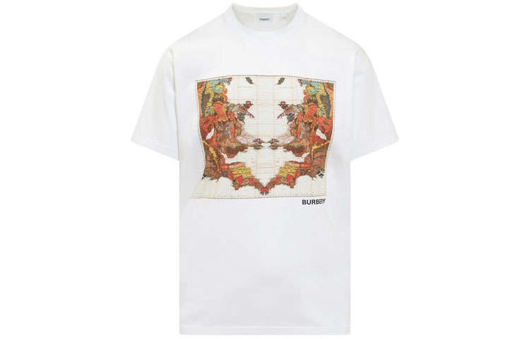 Burberry Map Print Cotton Oversized T Shirt