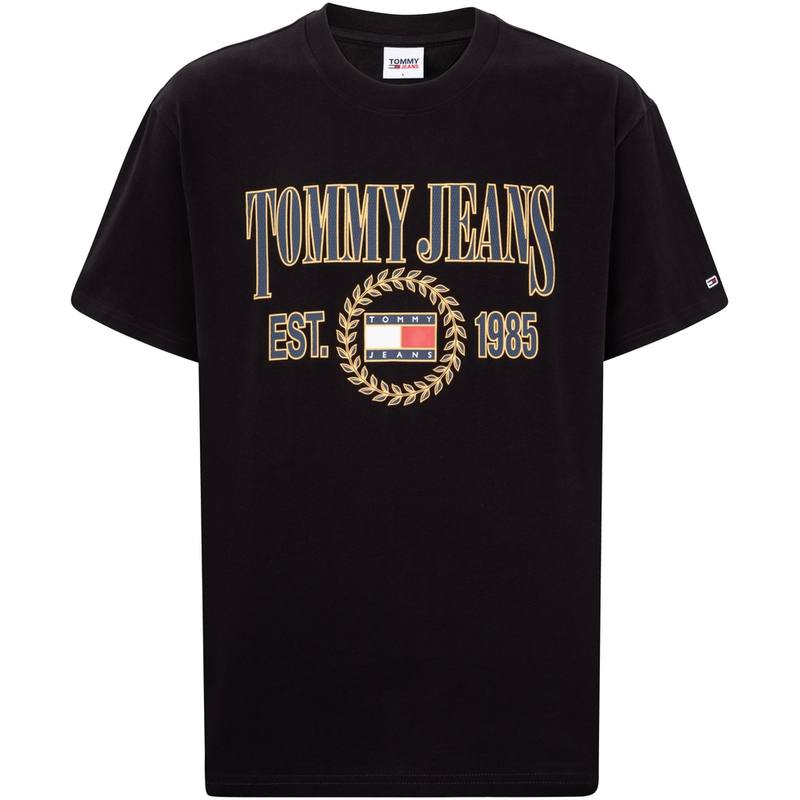 Tommy Hilfiger T Shirts Men's Black Crew Neck Moderate