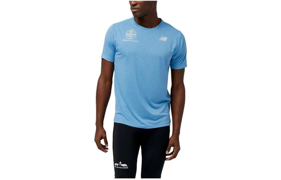 New Balance New Balance T Shirts Men's Blue Crew Neck Moderate Straight Fit