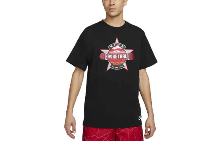 Nike Nike T Shirts Men's Black Crew Neck Moderate Straight Fit