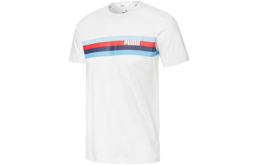 PUMA Celebration T Shirts Men's White Crew Neck Moderate Straight Fit